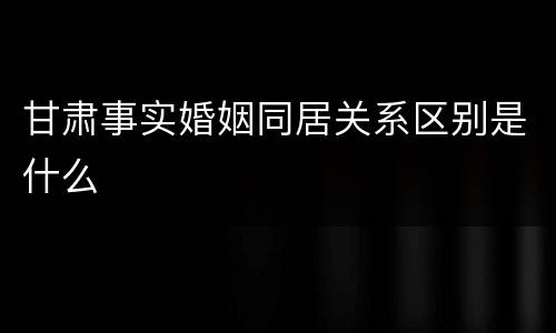 甘肃事实婚姻同居关系区别是什么
