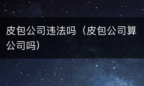 皮包公司违法吗（皮包公司算公司吗）