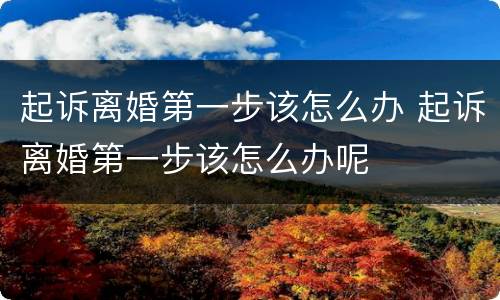 起诉离婚第一步该怎么办 起诉离婚第一步该怎么办呢