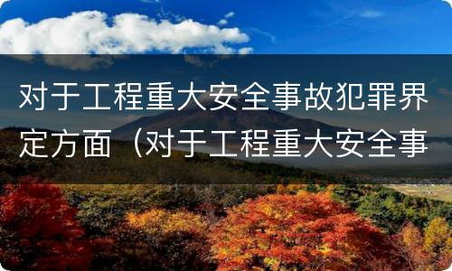 对于工程重大安全事故犯罪界定方面（对于工程重大安全事故犯罪界定方面的建议）