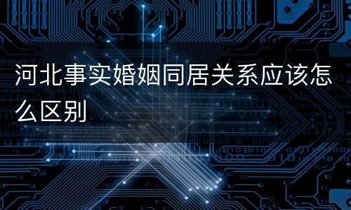 河北事实婚姻同居关系应该怎么区别