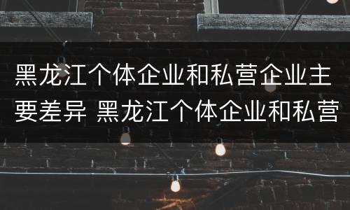 黑龙江个体企业和私营企业主要差异 黑龙江个体企业和私营企业主要差异是什么
