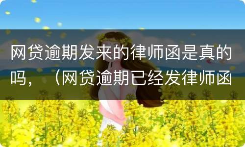 网贷逾期发来的律师函是真的吗，（网贷逾期已经发律师函要起诉我,是真的吗）