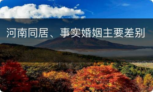 河南同居、事实婚姻主要差别