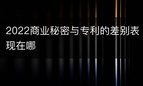 2022商业秘密与专利的差别表现在哪