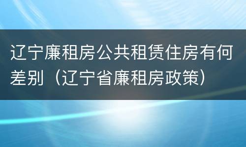 辽宁廉租房公共租赁住房有何差别（辽宁省廉租房政策）