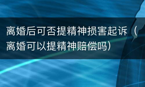 离婚后可否提精神损害起诉（离婚可以提精神赔偿吗）