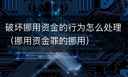 破坏挪用资金的行为怎么处理（挪用资金罪的挪用）