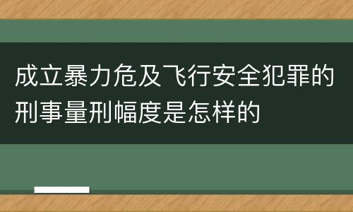 成立暴力危及飞行安全犯罪的刑事量刑幅度是怎样的