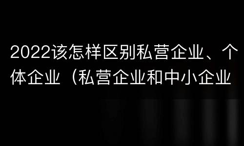 2022该怎样区别私营企业、个体企业（私营企业和中小企业）