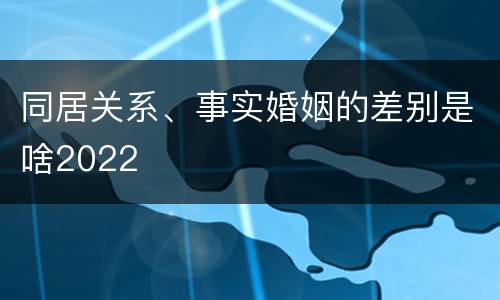 同居关系、事实婚姻的差别是啥2022