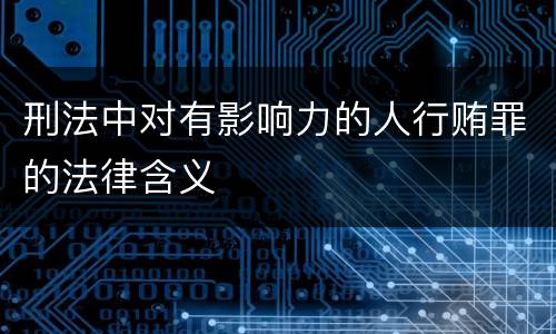 刑法中对有影响力的人行贿罪的法律含义