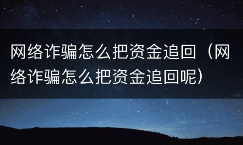 网络诈骗怎么把资金追回（网络诈骗怎么把资金追回呢）