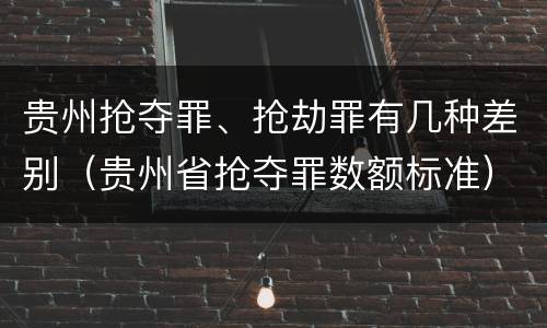 贵州抢夺罪、抢劫罪有几种差别（贵州省抢夺罪数额标准）