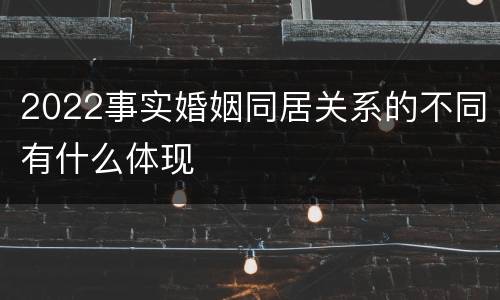 2022事实婚姻同居关系的不同有什么体现
