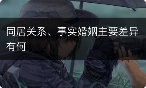 同居关系、事实婚姻主要差异有何