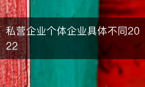 私营企业个体企业具体不同2022