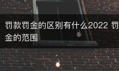 罚款罚金的区别有什么2022 罚金的范围