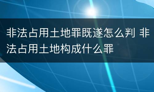 非法占用土地罪既遂怎么判 非法占用土地构成什么罪