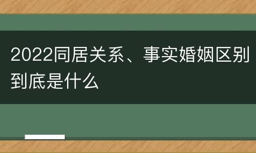 2022同居关系、事实婚姻区别到底是什么