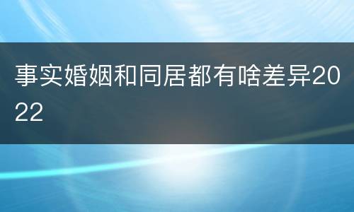 事实婚姻和同居都有啥差异2022