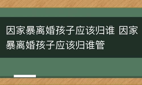 因家暴离婚孩子应该归谁 因家暴离婚孩子应该归谁管