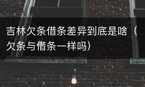 吉林欠条借条差异到底是啥（欠条与借条一样吗）