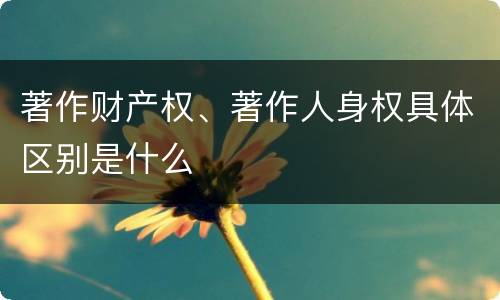 著作财产权、著作人身权具体区别是什么