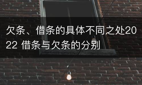 欠条、借条的具体不同之处2022 借条与欠条的分别