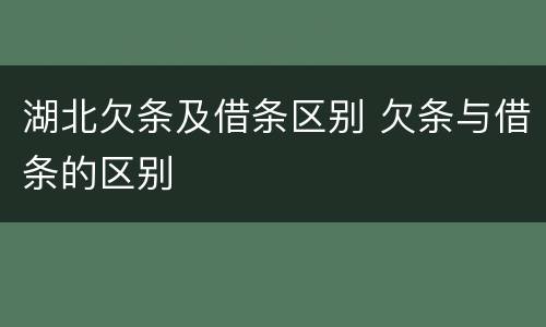湖北欠条及借条区别 欠条与借条的区别