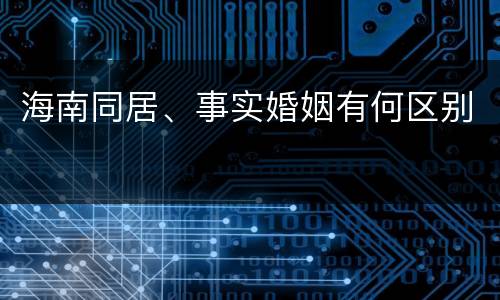 海南同居、事实婚姻有何区别