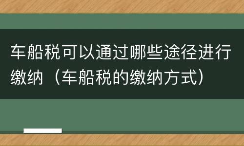 车船税可以通过哪些途径进行缴纳（车船税的缴纳方式）