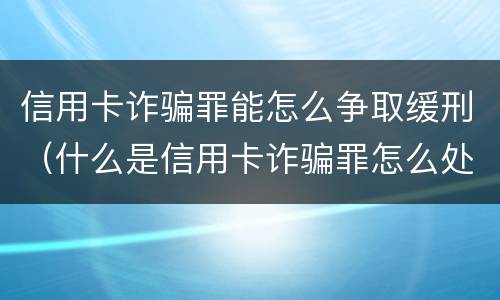 信用卡诈骗罪能怎么争取缓刑（什么是信用卡诈骗罪怎么处罚）