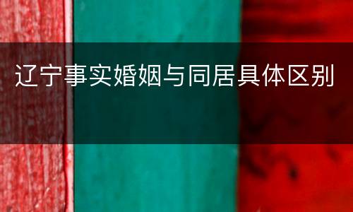 辽宁事实婚姻与同居具体区别