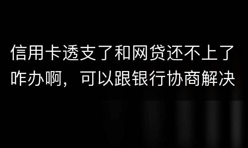 信用卡透支了和网贷还不上了咋办啊，可以跟银行协商解决吗