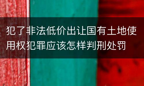 犯了非法低价出让国有土地使用权犯罪应该怎样判刑处罚