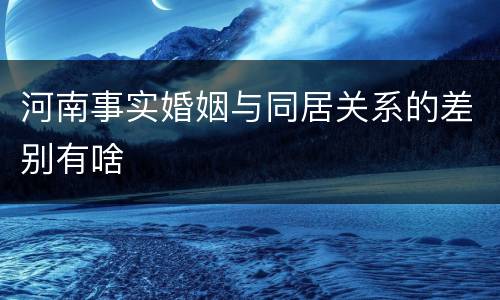 河南事实婚姻与同居关系的差别有啥