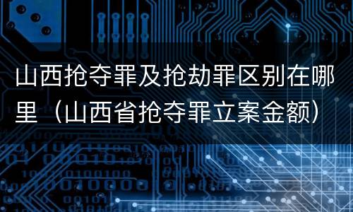 山西抢夺罪及抢劫罪区别在哪里（山西省抢夺罪立案金额）
