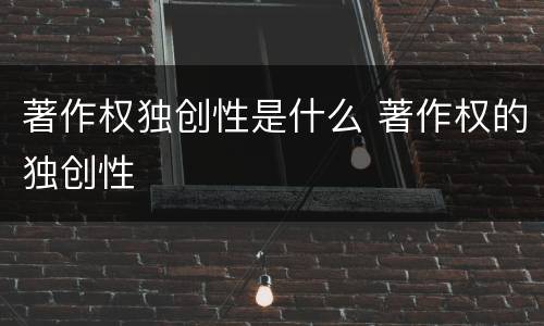 著作权独创性是什么 著作权的独创性