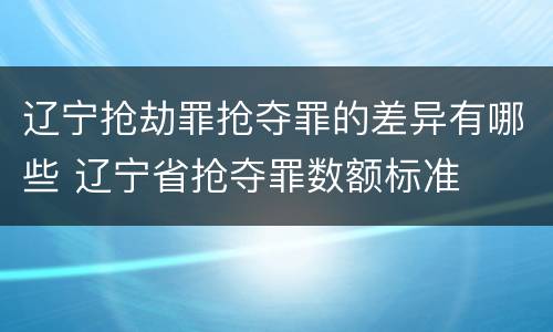 辽宁抢劫罪抢夺罪的差异有哪些 辽宁省抢夺罪数额标准