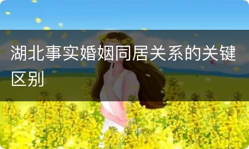 湖北事实婚姻同居关系的关键区别