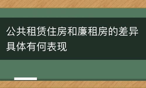 公共租赁住房和廉租房的差异具体有何表现