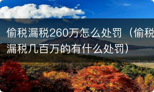 偷税漏税260万怎么处罚（偷税漏税几百万的有什么处罚）
