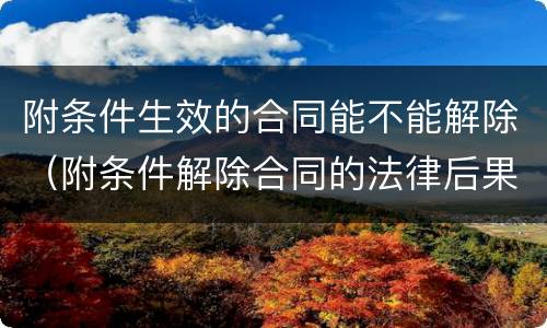 附条件生效的合同能不能解除（附条件解除合同的法律后果）