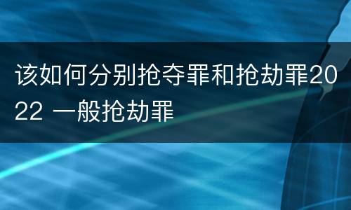 该如何分别抢夺罪和抢劫罪2022 一般抢劫罪
