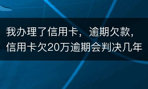 我办理了信用卡，逾期欠款，信用卡欠20万逾期会判决几年