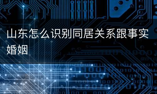 山东怎么识别同居关系跟事实婚姻