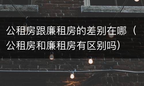 公租房跟廉租房的差别在哪（公租房和廉租房有区别吗）