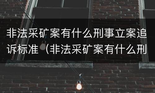 非法采矿案有什么刑事立案追诉标准（非法采矿案有什么刑事立案追诉标准吗）