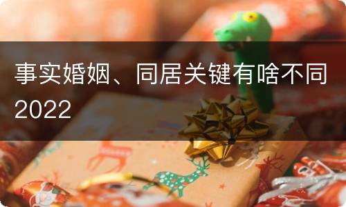 事实婚姻、同居关键有啥不同2022